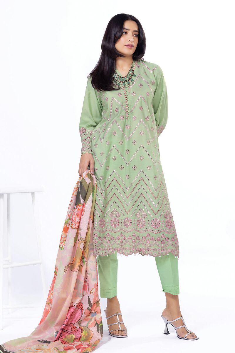 Embroidered | Dull Raw Silk | Fabrics 3 Piece | GBP 32.50