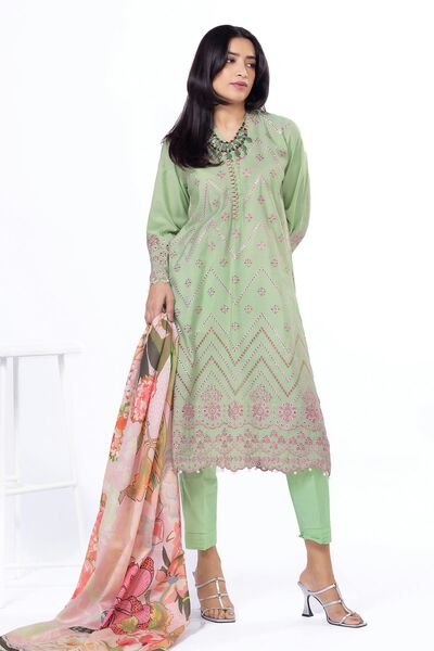 Embroidered | Dull Raw Silk | Fabrics 3 Piece | GBP 32.50