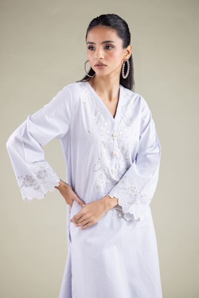 Embroidered | Cotton Dobby | Floral Longline Kurta | GBP 25.00