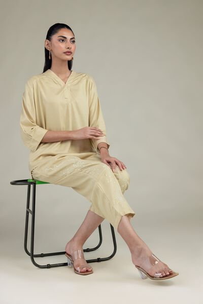 Embroidered | Viscose Crepe | Short V-Neck Blouse | GBP 25.00