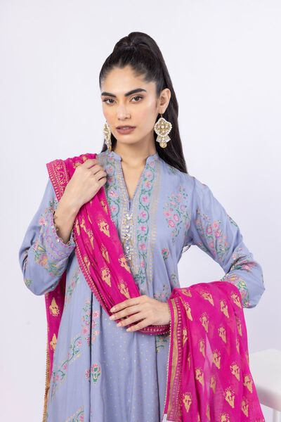 Printed | Crosshatch Raw Silk | 3 Piece Co-ord Set | GBP 100.00