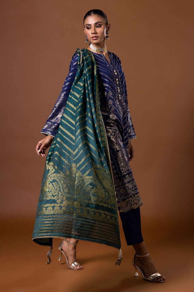 Dyed | Composed Polyester Brosha Jacquard | Fabrics 3 Piece | null