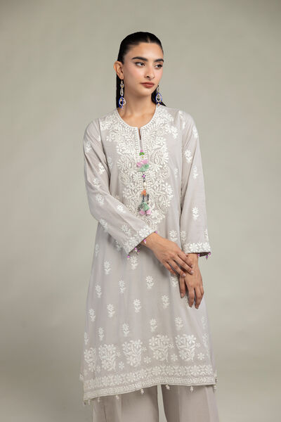 Embroidered | Raw Silk | Floral Longline Kurta | GBP 55.00