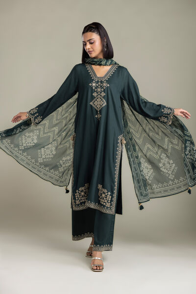 Embroidered | Raw Silk | 3-Piece Tailored Set | GBP 90.00