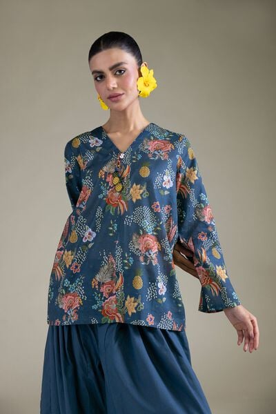 Embroidered | Cambric | Blue Cambric Shirt | GBP 25.00