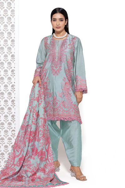 Embroidered | Dull Raw Silk | Tailored 3 Piece | GBP 40.00