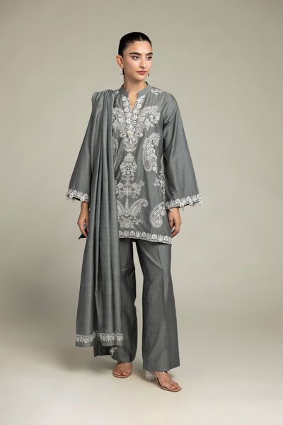 Raw Silk | Gray Silk Kurta | GBP 55.00