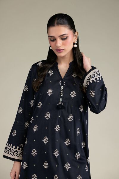 Printed | Cotton Viscose | Long V-Neck Kurta | GBP 30.00