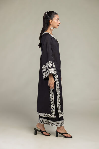 Embroidered | Raw Silk | Black Silk Pants | GBP 20.00