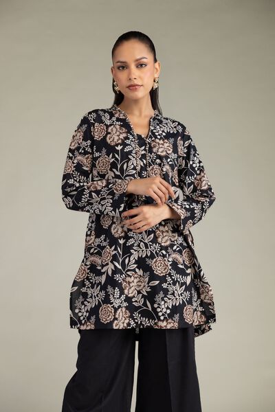 Printed | Cambric | Black Cambric Kurta | GBP 30.00