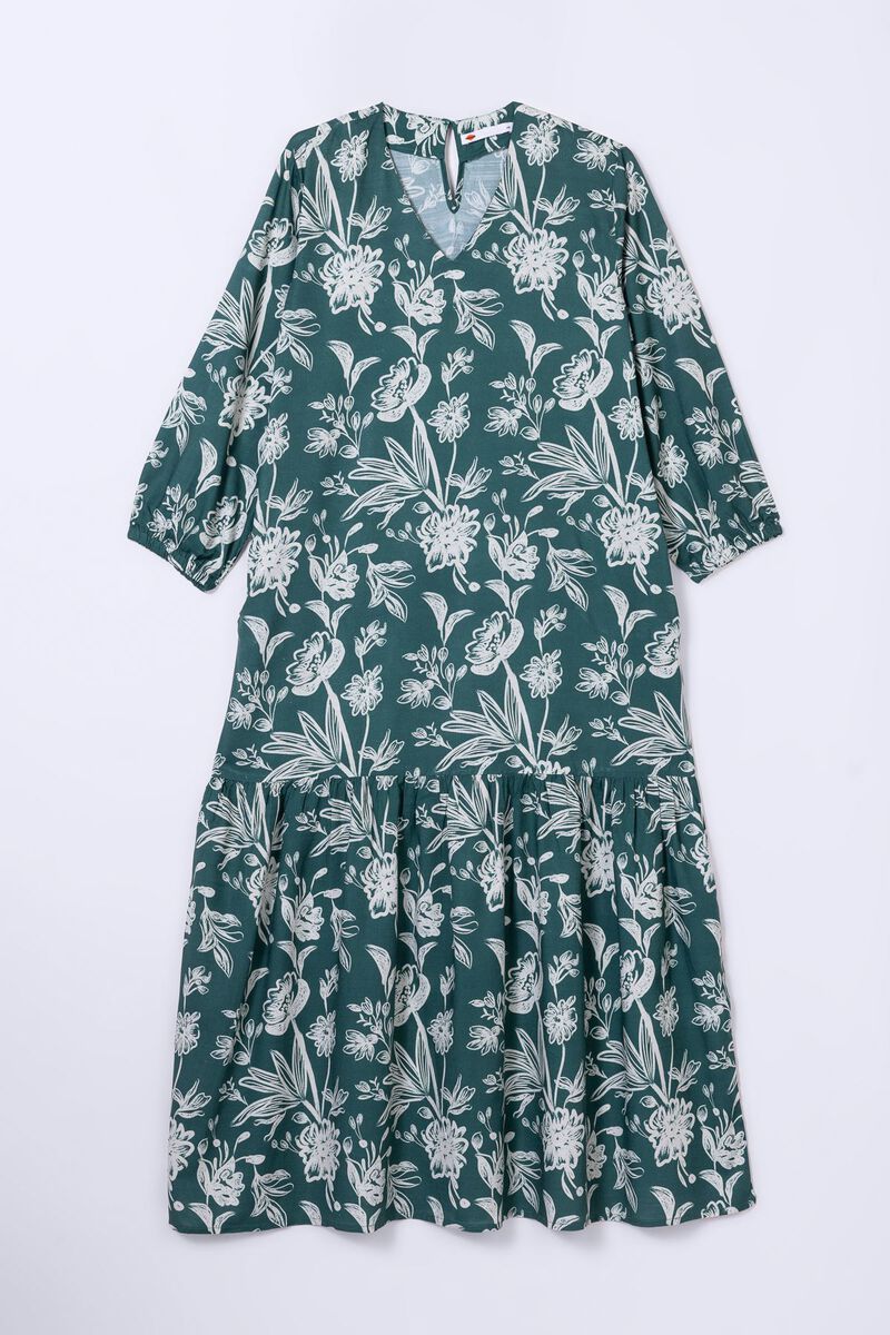 Printed | Dull Raw Silk | Maxi Dress | null