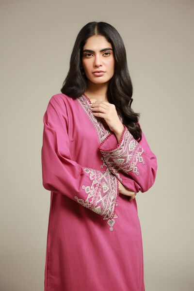 Embroidered | Cambric | Magenta Tailored 2-Piece | GBP 40.00