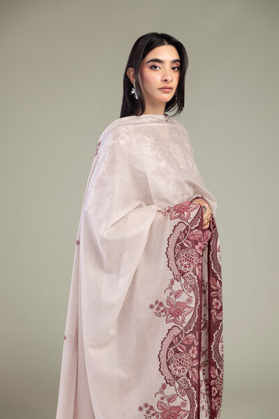 Embroidered | Lawn | Pink Floral Dupatta | GBP 25.00