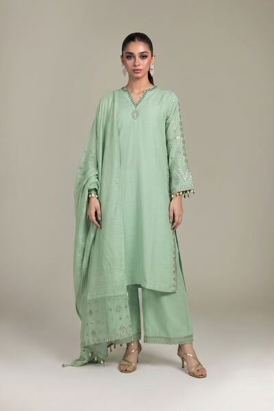 Embroidered | Raw Silk | Mint Silk Kurta | GBP 60.00