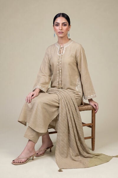Embroidered | Light Khaddar | Longline Khaddar Kurta | GBP 45.00