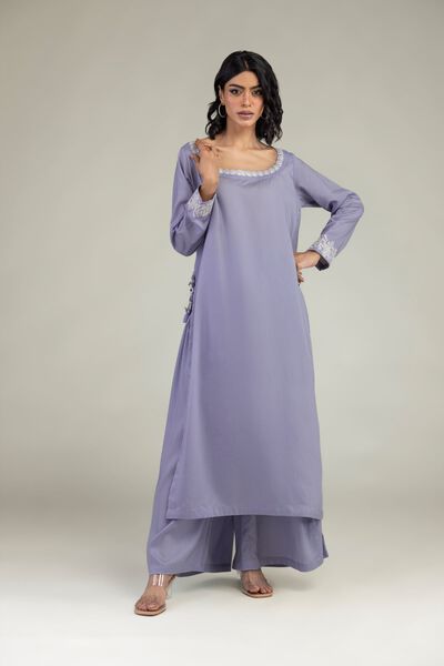 Embroidered | Lyocell | Long Lavendar Kurta | GBP 35.00