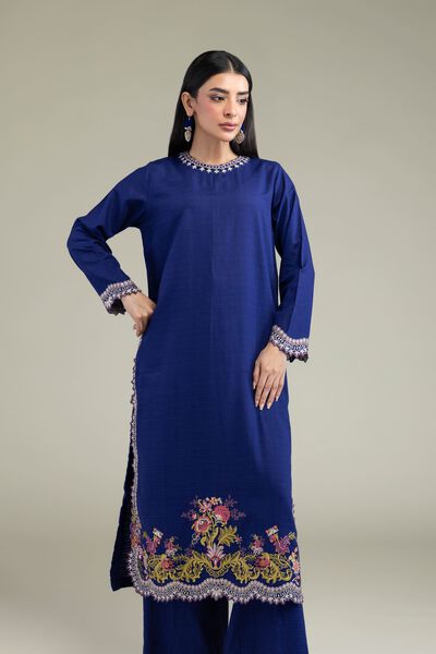 Embroidered | Cotton Dobby | Floral Scalloped Kurta | GBP 35.00