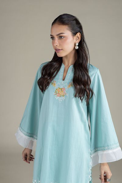 Embroidered | Textured Cambric | Short Floral Kurta | GBP 30.00