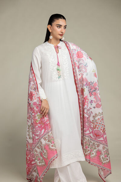 Embroidered  | Polyester Silk | Floral Silk Dupatta | GBP 20.00
