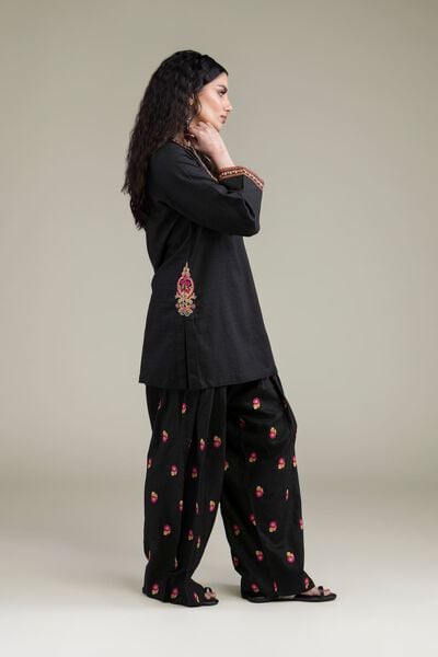 Embroidered | Cotton Dobby | Black Cotton Shalwar | GBP 25.00