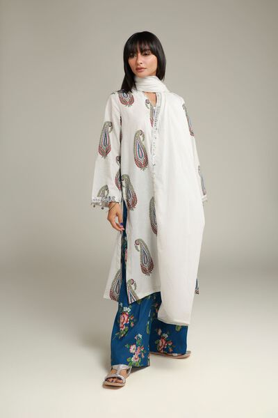 Embroidered | Cambric | Blue Floral Pants | GBP 15.00