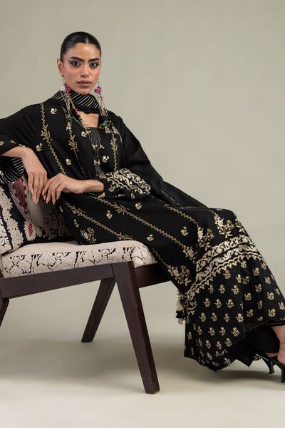 Printed | Raw Silk | 3-Piece Co-ord Set | GBP 130.00