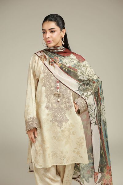 Embroidered | Satin | 3-Piece Tailored Suit | GBP 60.00