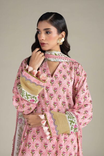 Printed | Cambric | V-Neck 3-Piece Suit | GBP 50.00