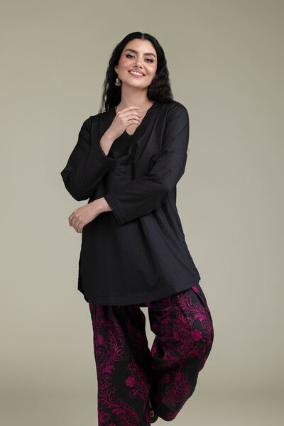 Embroidered | Cotton Dobby | Short Black Kurta | GBP 30.00