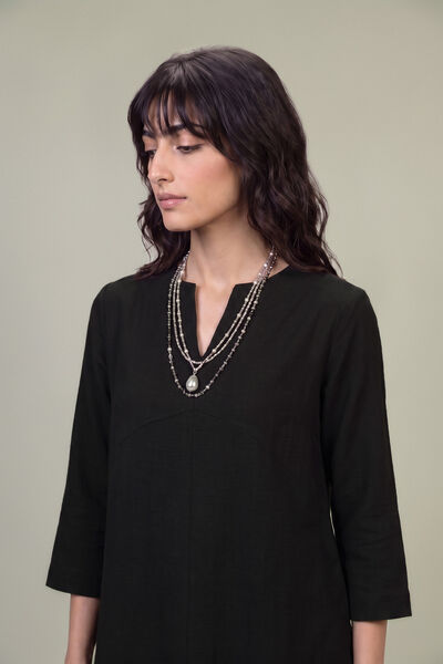 Dyed | Textured Georgette | Solid Black Tunic | GBP 35.00
