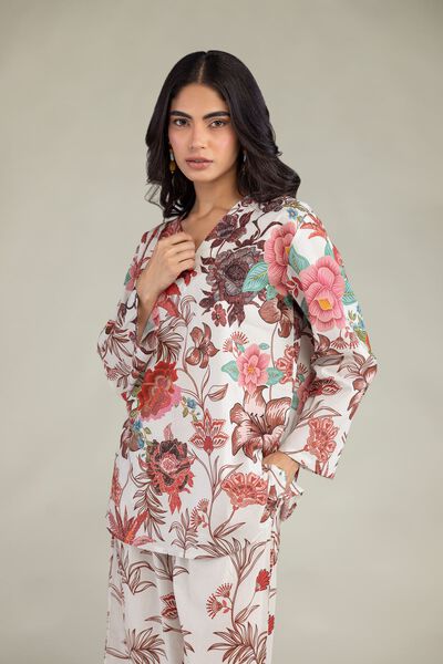 Printed | Cambric | Floral V-Neck Blouse | GBP 25.00