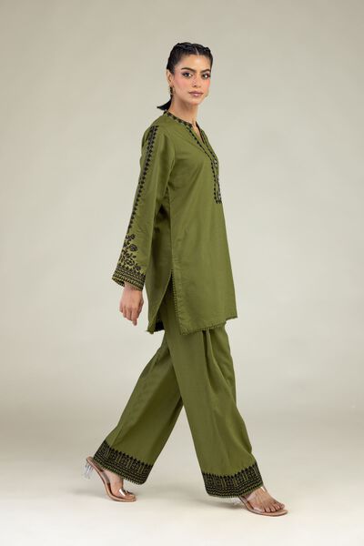 Embroidered | Cotton Dobby | Olive Cotton Shalwar | GBP 25.00