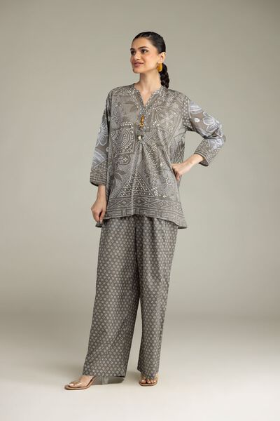 Printed | Viscose Crepe | Gray Viscose Trousers | GBP 14.00