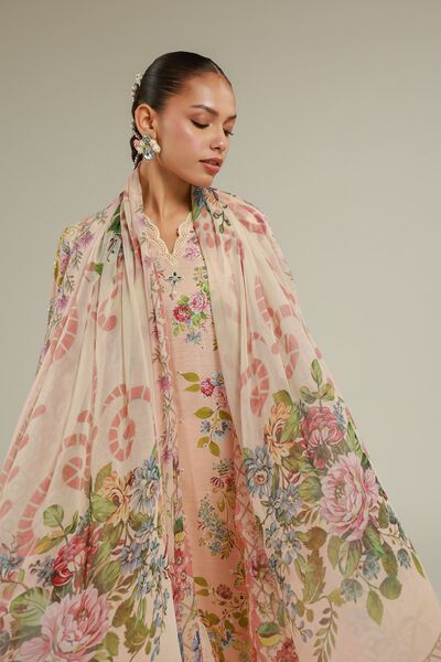 Embroidered | Chiffon | Floral Draped Dupatta | GBP 25.00