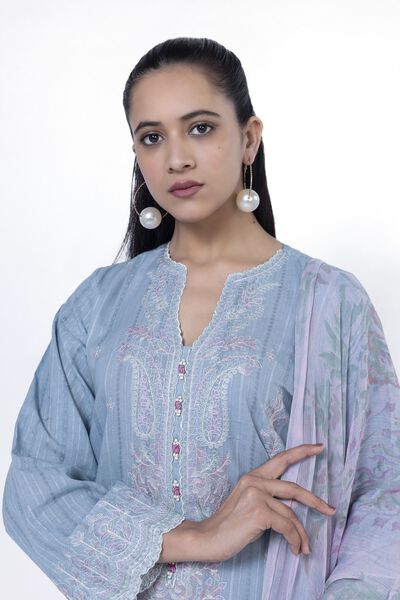Embroidered | Textured Cotton | Tailored 3 Piece | GBP 35.00