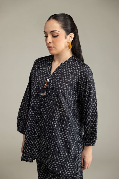 Printed | Viscose Crepe | Black Viscose Blouse | GBP 17.50