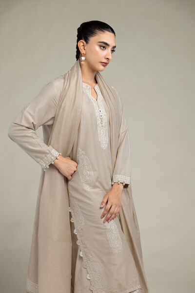 Raw Silk | Paisley Beige  Kurta | GBP 60.00