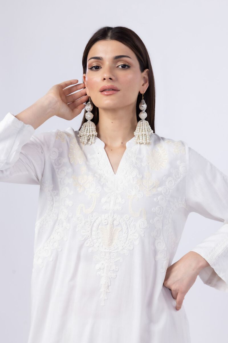 Embroidered | Crosshatch Raw Silk | Kurta | GBP 20.00