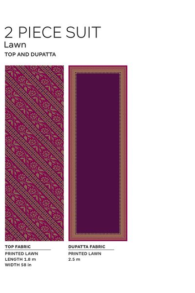 Fabrics 2 Piece | Top Dupatta, PURPLE, hi-res