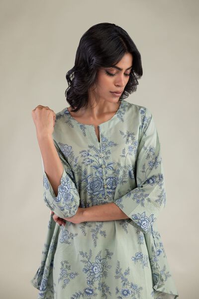 Embroidered | Cambric | Mint Short Kurta | GBP 21.00