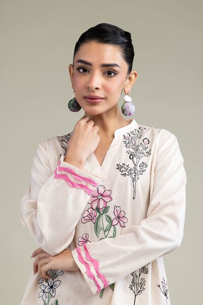 Embroidered | Cotton Dobby | Floral Cotton Kurta | GBP 30.00