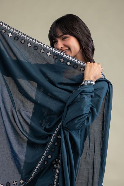 Embroidered | Lawn | Teal Lawn Dupatta | GBP 20.00
