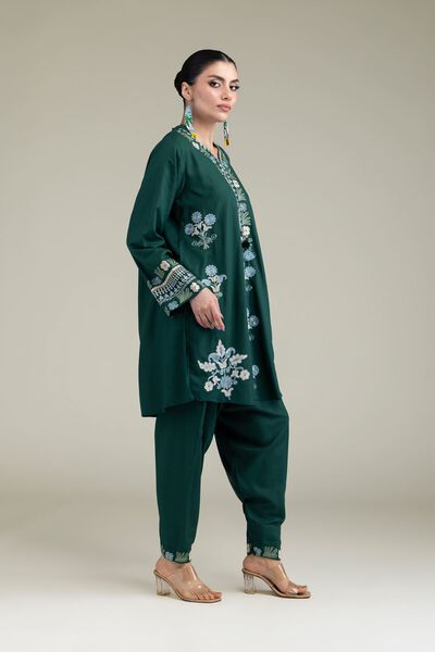 Embroidered | Raw Silk | Floral Silk Shalwar  | GBP 25.00