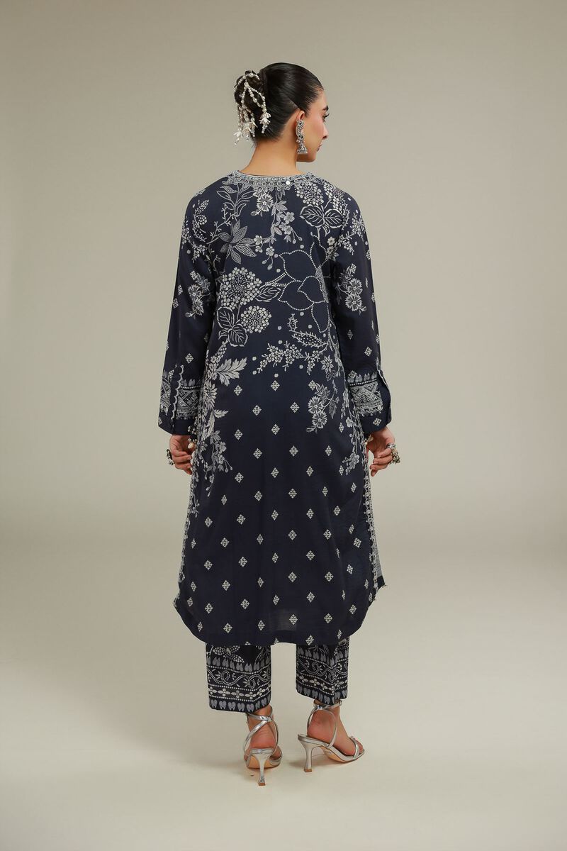 Embroidered | Raw Silk | Geometric V-Neck Kurta | GBP 40.00