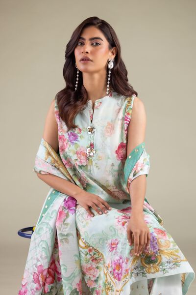 Embroidered | Raw Silk | Sleeveless Floral Kurta | GBP 45.00