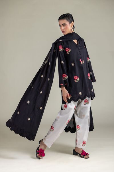 Embroidered | Textured Cotton | Floral Straight Shalwar | GBP 20.00