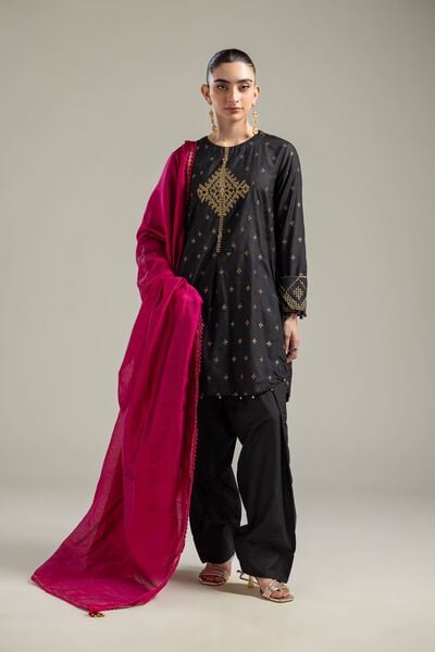 Raw Silk | Solid Black Shalwar | GBP 20.00