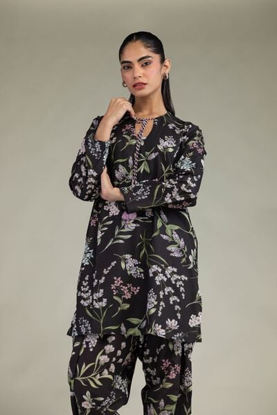 Printed | Cotton Viscose | Black Floral Kurta | GBP 35.00