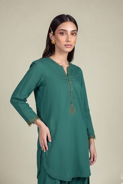 Embroidered | Cambric | Teal Cambric Kurta | GBP 35.00