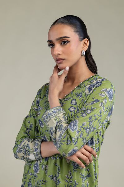 Printed | Cambric | Floral Green Kurta | GBP 30.00